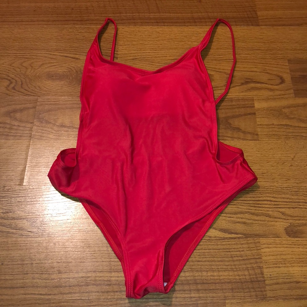 BRAND NEW RED ONE PIECE BATHING SUITE SZ.M